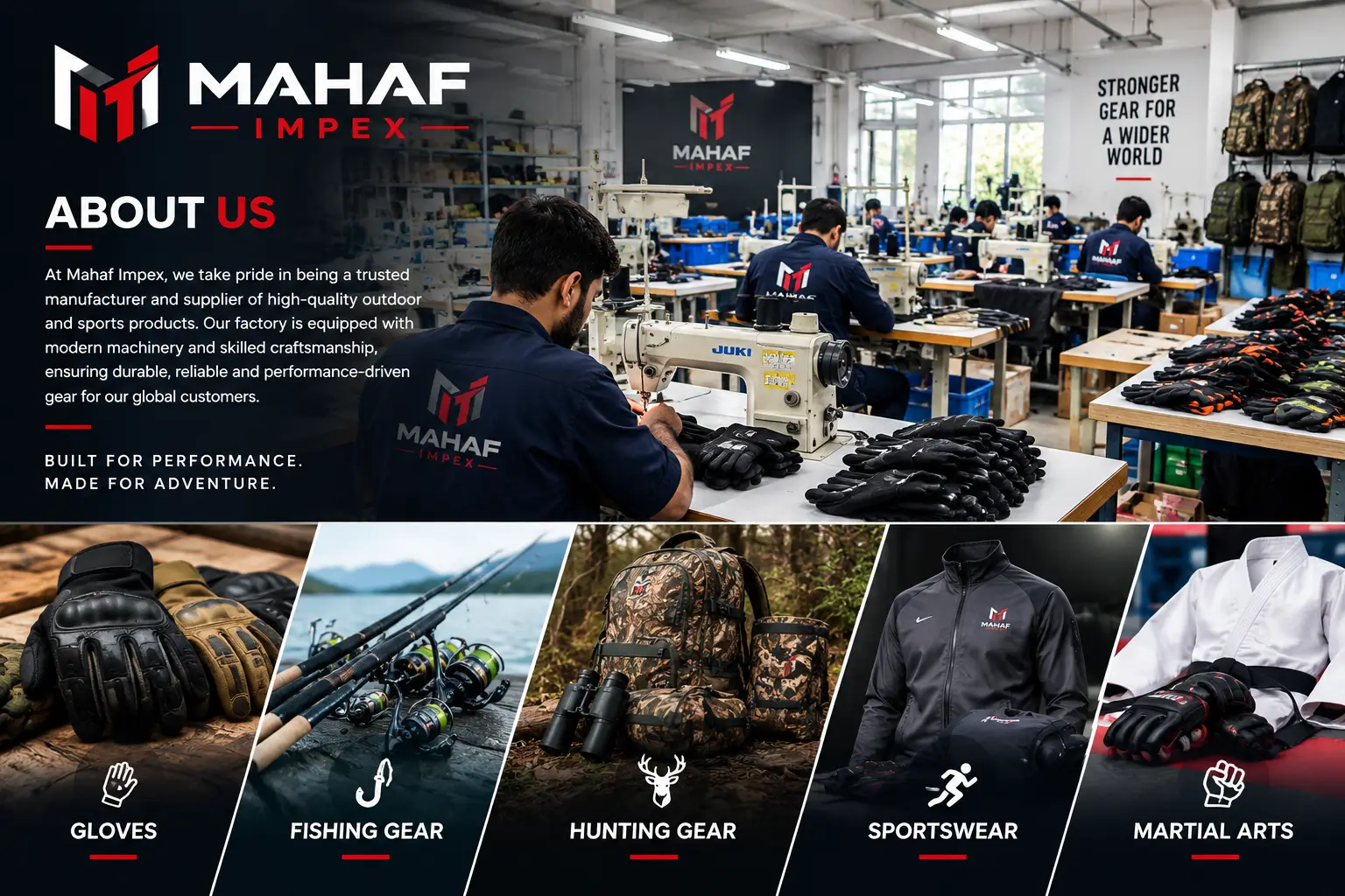 Mahaf Impex factory and sports outdoor gear manufacturing