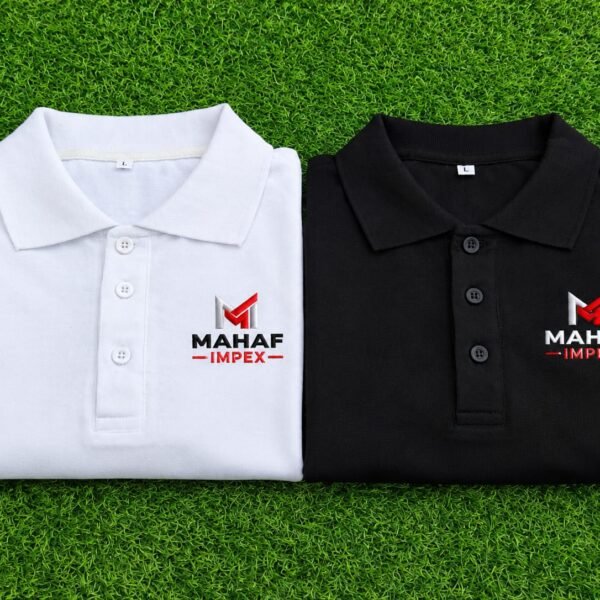 Men’s Branded Cotton Short-Sleeve Polo Shirt (White & Black)