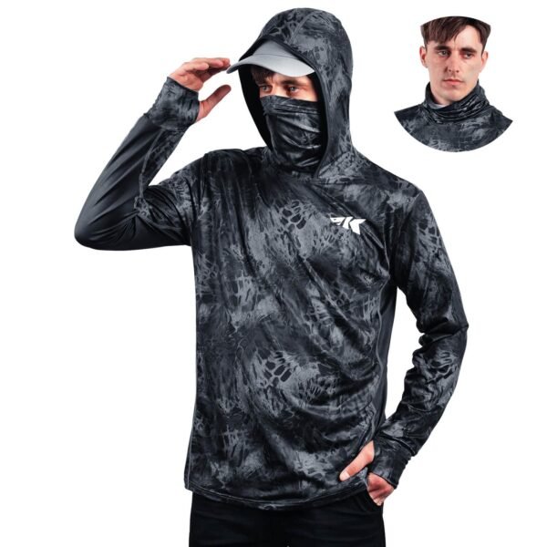 KastKing Men's Performance Long Sleeve Fishing Hoodie with Built-in Neck Gaiter / Mask