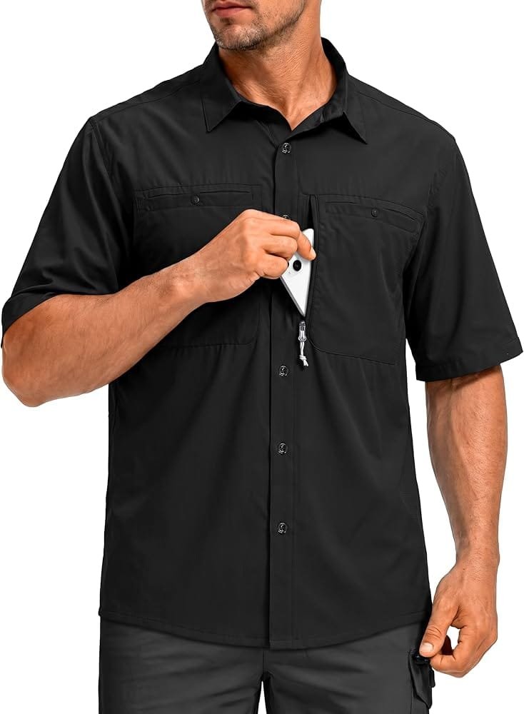 G GRADUAL Men's UPF 50+ Short Sleeve Fishing / Hiking Shirt with Zipper Pockets