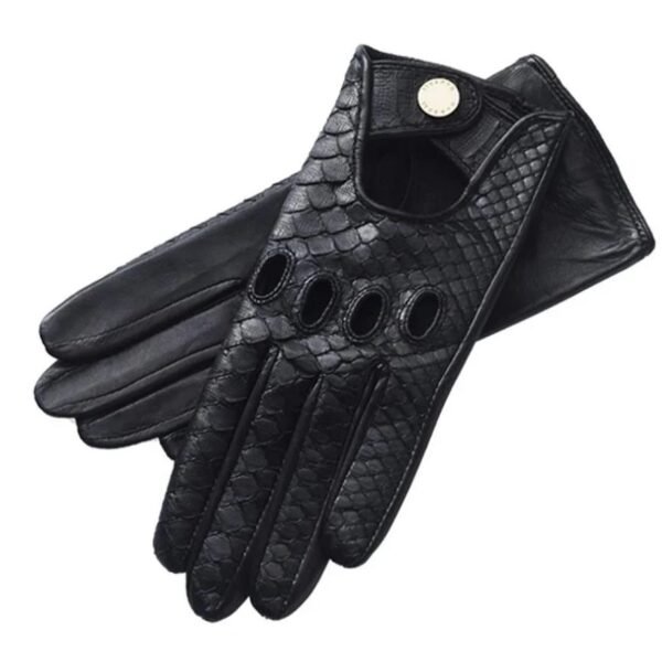 Dents Men's Python Print Leather Driving Gloves